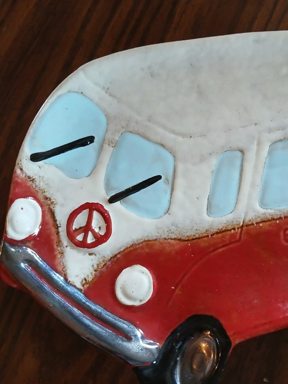 Volkswagen Red Bus Peace Decorative Plate